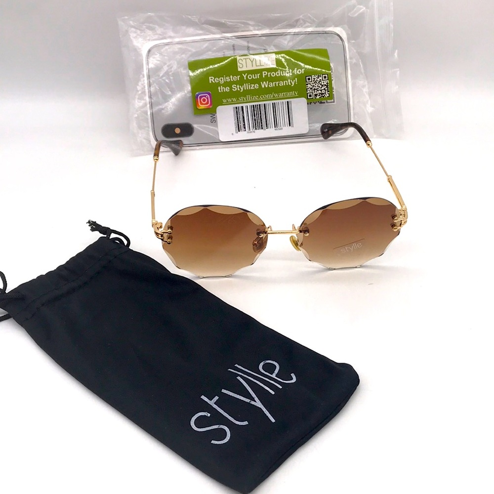 STYLLE Fashion Decorative Scalloped Cut Lenses Smoky Sun Glasses